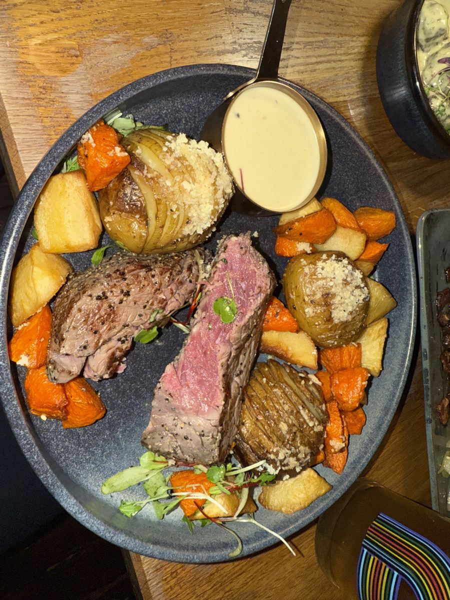 Rump steak strips with rosemary potatoes at Derwent Walker